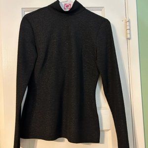 Long-sleeved black Cathrine Malandrino mock turtle sparkly top